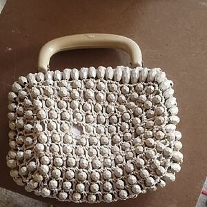 Chic Cream Beaded Clutch